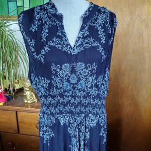 Billa Boho Maxi Dress Women's Pheasant Hippie Navy Floral Sz XL Floral